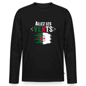 Verts Algérie Algérien Football Cadeau Humour - T-shirt manches longues Premium bio Homme - noir - Devant - Nico (187cm)