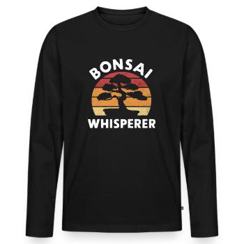 Bonsaï Chuchoteur Vintage Coucher de soleil - T-shirt manches longues Premium bio Homme - noir - Devant - Nico (187cm)
