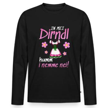 In Mei Dirndl Kumm I Nimma Nei | - Männer Premium Bio Langarmshirt - Schwarz - Vorne - Nico (187cm)