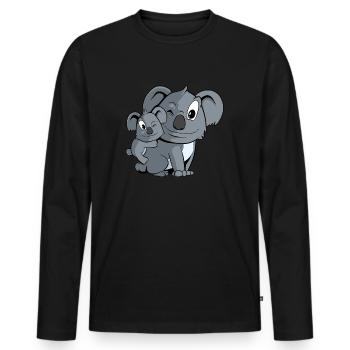 Maman et bébé koala ours - T-shirt manches longues Premium bio Homme - noir - Devant - Nico (187cm)
