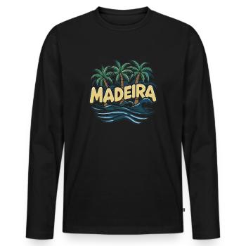 Portugal Madeira - Männer Premium Bio Langarmshirt - Schwarz - Vorne - Nico (187cm)