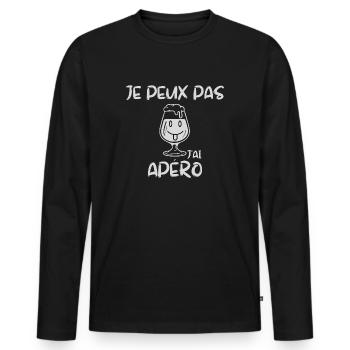 Ich kann keinen Aperitif trinken - Männer Premium Bio Langarmshirt - Schwarz - Vorne - Nico (187cm)