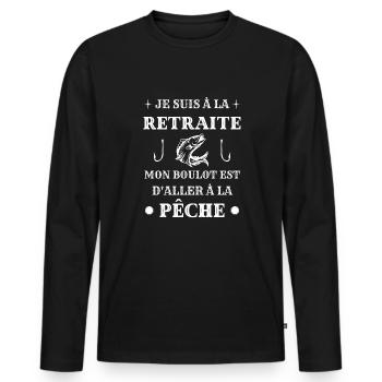 retraite peche humour pecheur papy humoristique - T-shirt manches longues Premium bio Homme - noir - Devant - Nico (187cm)