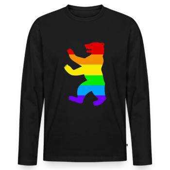Ours de Berlin / Ours de la fierté / Arc-en-ciel - T-shirt manches longues Premium bio Homme - noir - Devant - Nico (187cm)