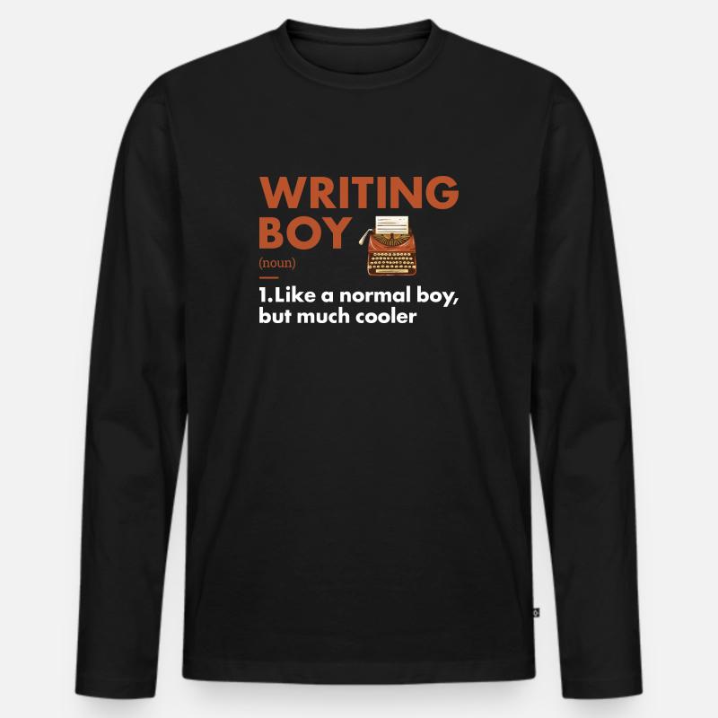 Writer Boy Definition Writing - Männer Premium Bio Langarmshirt - Schwarz