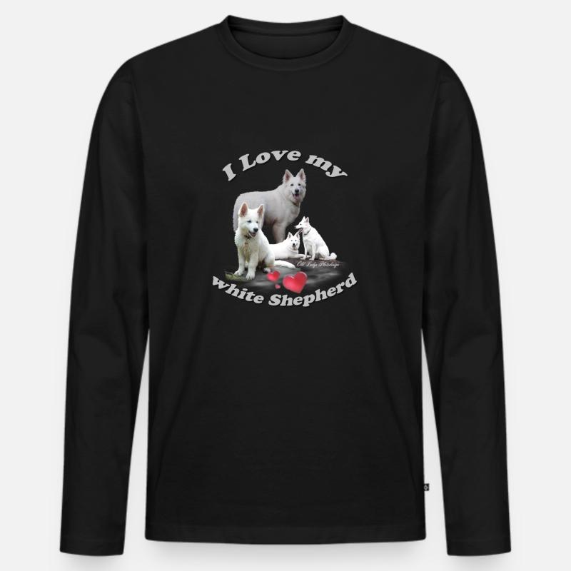 weißer Schäferhund - Männer Premium Bio Langarmshirt - Schwarz