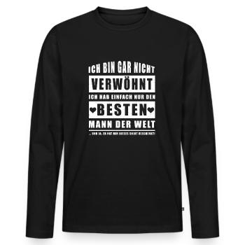 Ich Hab Den Besten Mann Der Welt - Männer Premium Bio Langarmshirt - Schwarz - Vorne - Nico (187cm)