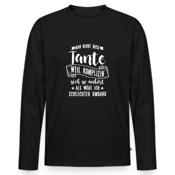Man nennt mich Tante Geschenk - Männer Premium Bio Langarmshirt - Schwarz - Vorne - Nico (187cm)