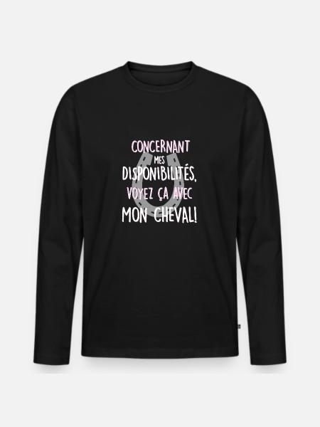 Voyez ça avec mon cheval! - T-shirt manches longues Premium bio Homme - noir