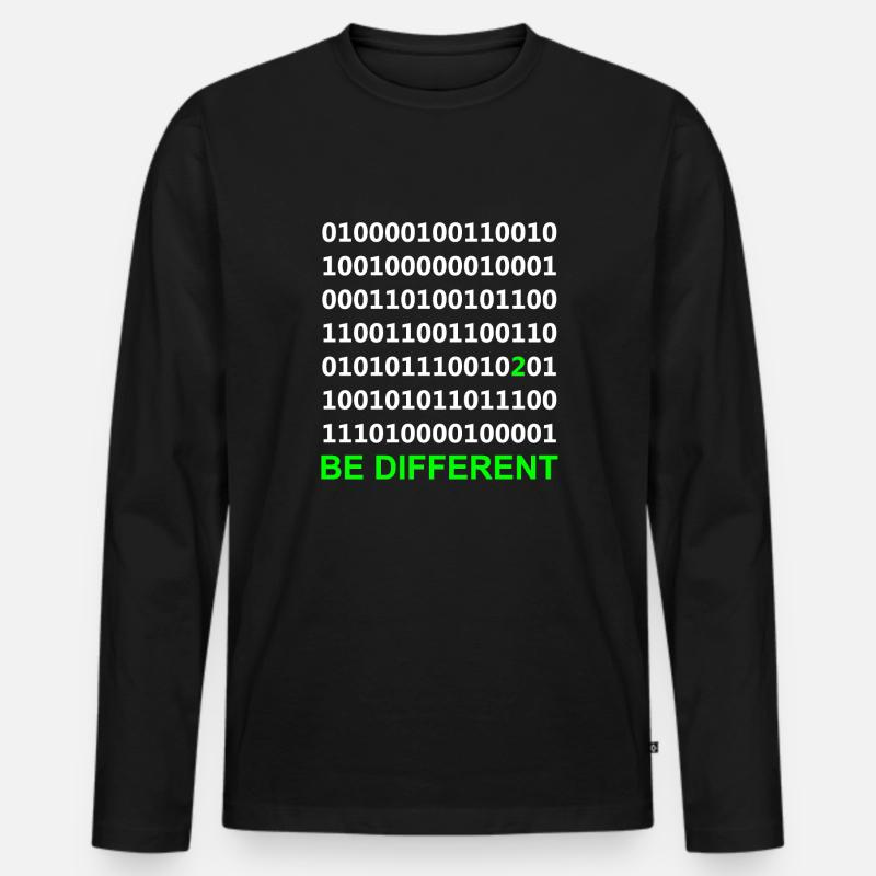 Be Different - Binary - Digital - Men's Premium Organic Long Sleeve Shirt - black
