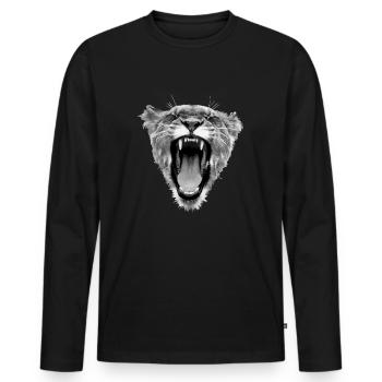 Loewin shows his teeth - Men's Premium Organic Long Sleeve Shirt - black - Front - Nico (187cm)