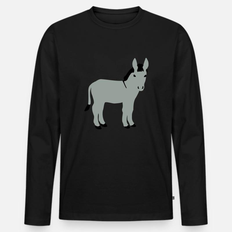 Eselchen Vektor vorn - Männer Premium Bio Langarmshirt - Schwarz