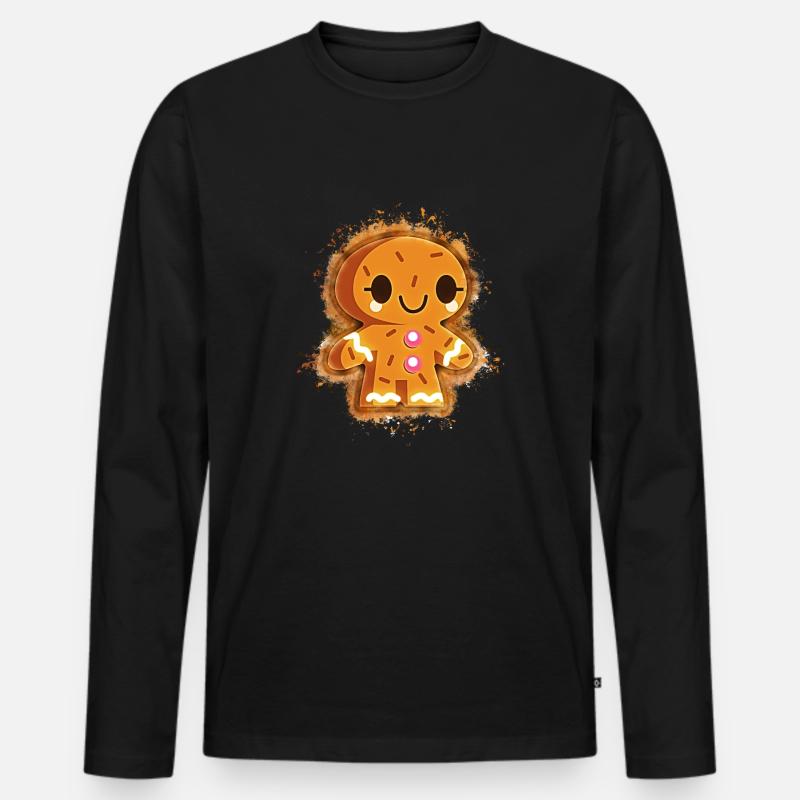 Pfefferkuchenmann Keks hell glühend - Männer Premium Bio Langarmshirt - Schwarz