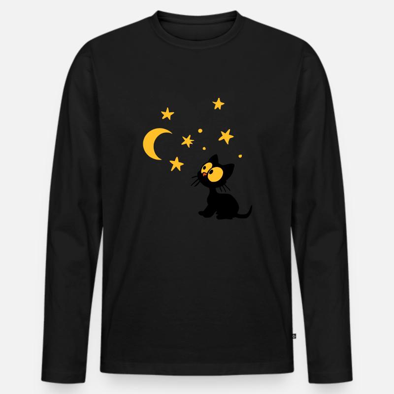 Kitten Sternen - Männer Premium Bio Langarmshirt - Schwarz