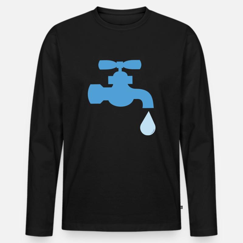 Wassertropfen Wasserhahn Energie - Männer Premium Bio Langarmshirt - Schwarz