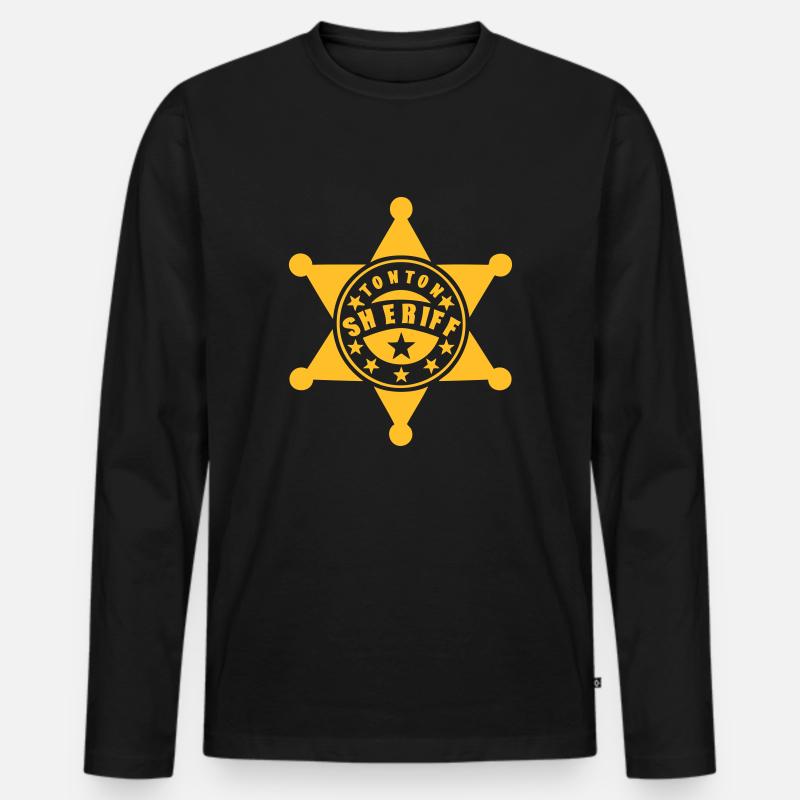 Uncle Sheriff Stern 1 - Männer Premium Bio Langarmshirt - Schwarz