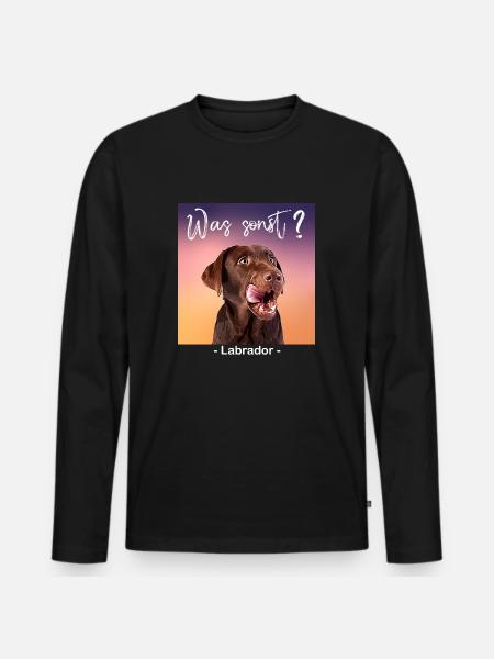 Was sonst brauner Labrador - Männer Premium Bio Langarmshirt - Schwarz
