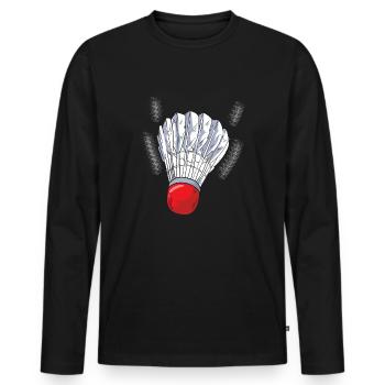 Badminton Sport Badminton Cadeau - T-shirt manches longues Premium bio Homme - noir - Devant - Nico (187cm)