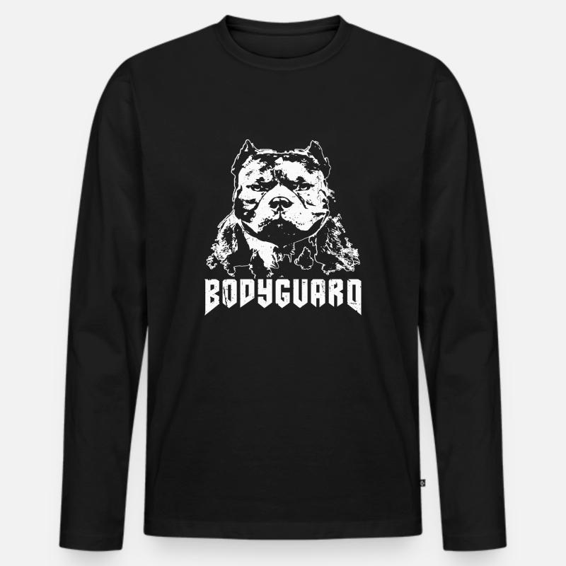 Hunde Bodyguard Weiß - Männer Premium Bio Langarmshirt - Schwarz