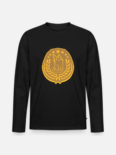 Logo Laurel Wreath Cat Noble - Men's Premium Organic Long Sleeve Shirt - black