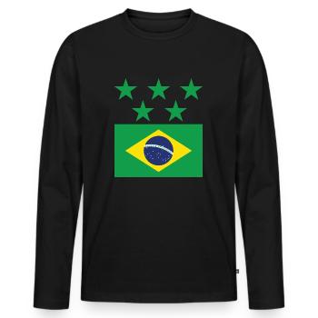 Brésil - T-shirt manches longues Premium bio Homme - noir - Devant - Nico (187cm)