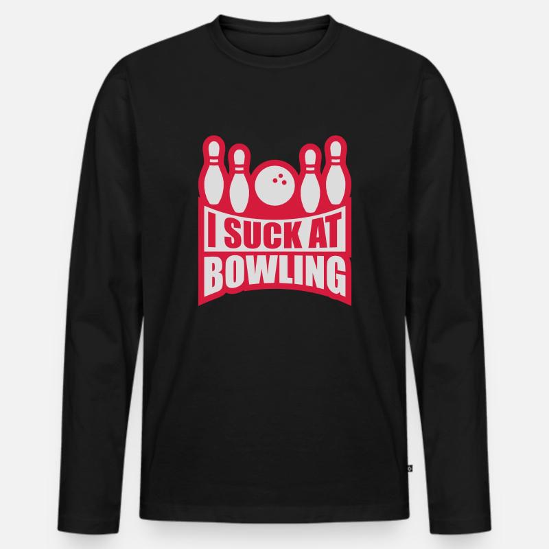 I suck at bowling - Männer Premium Bio Langarmshirt - Schwarz