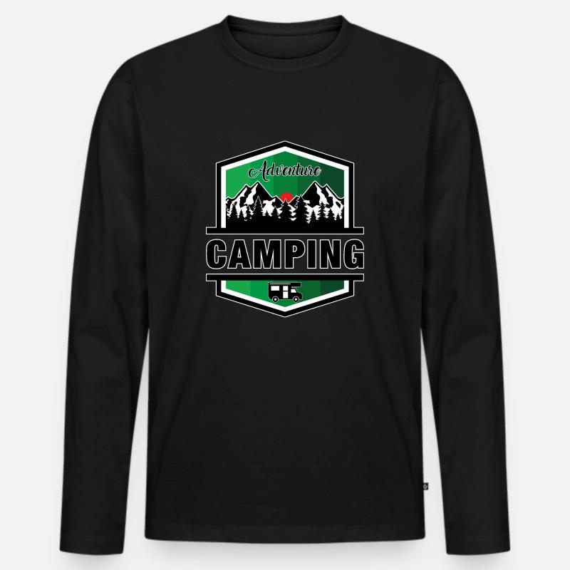 Camping - Männer Premium Bio Langarmshirt - Schwarz