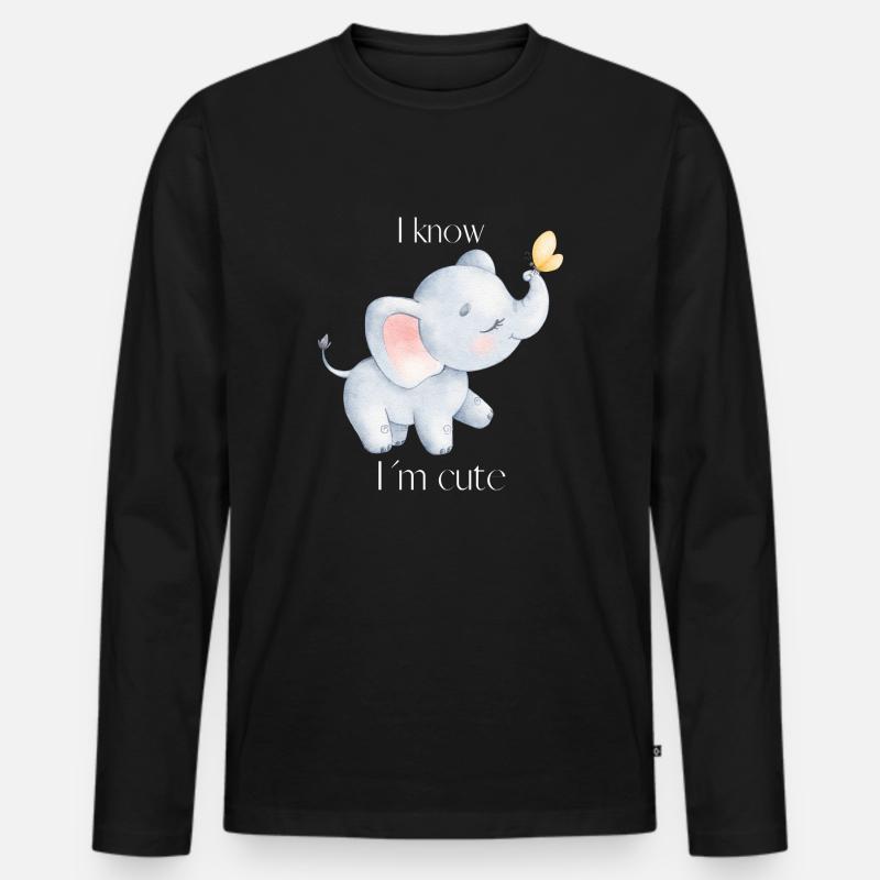 Elefant - Männer Premium Bio Langarmshirt - Schwarz