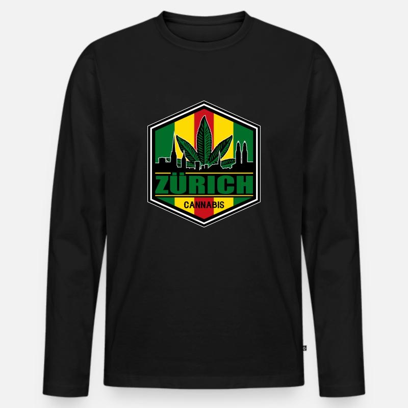 Cannabis - Männer Premium Bio Langarmshirt - Schwarz