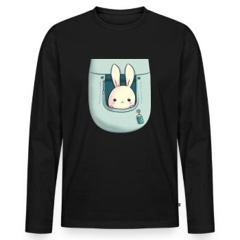 lapin kawaii! - T-shirt manches longues Premium bio Homme - noir - Devant - Nico (187cm)