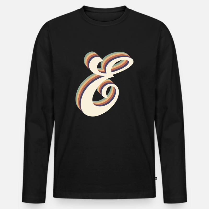 Buchstabe E - Männer Premium Bio Langarmshirt - Schwarz