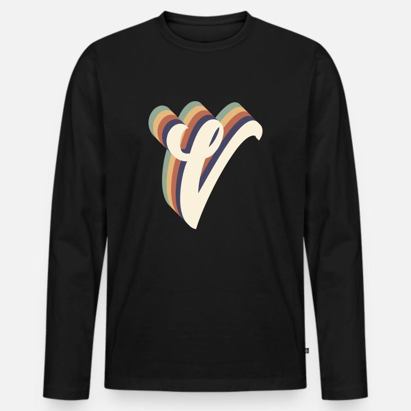Buchstabe V - Männer Premium Bio Langarmshirt - Schwarz