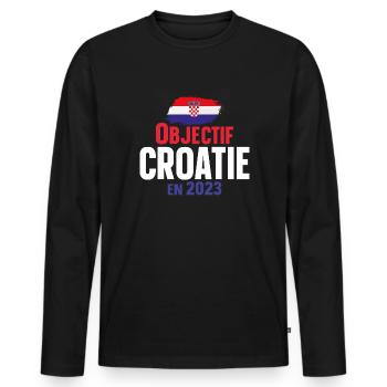 Croatie 2023 Croate Europe Cadeau Pays Humour - T-shirt manches longues Premium bio Homme - noir - Devant - Nico (187cm)