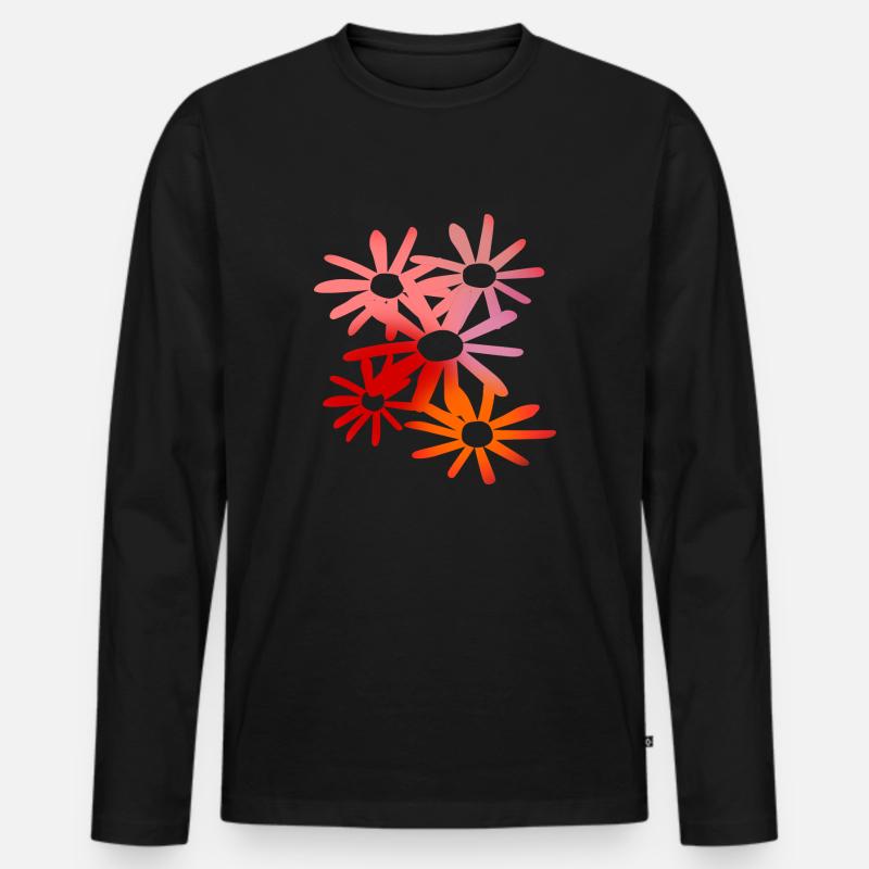 Bunte Blumen - Männer Premium Bio Langarmshirt - Schwarz