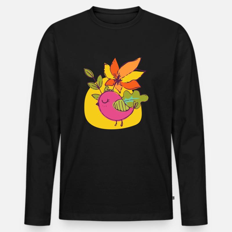 Vogel - Männer Premium Bio Langarmshirt - Schwarz