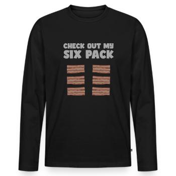 Check out my Sixpack Bacon Lover Crispy - Men's Premium Organic Long Sleeve Shirt - black - Front - Nico (187cm)