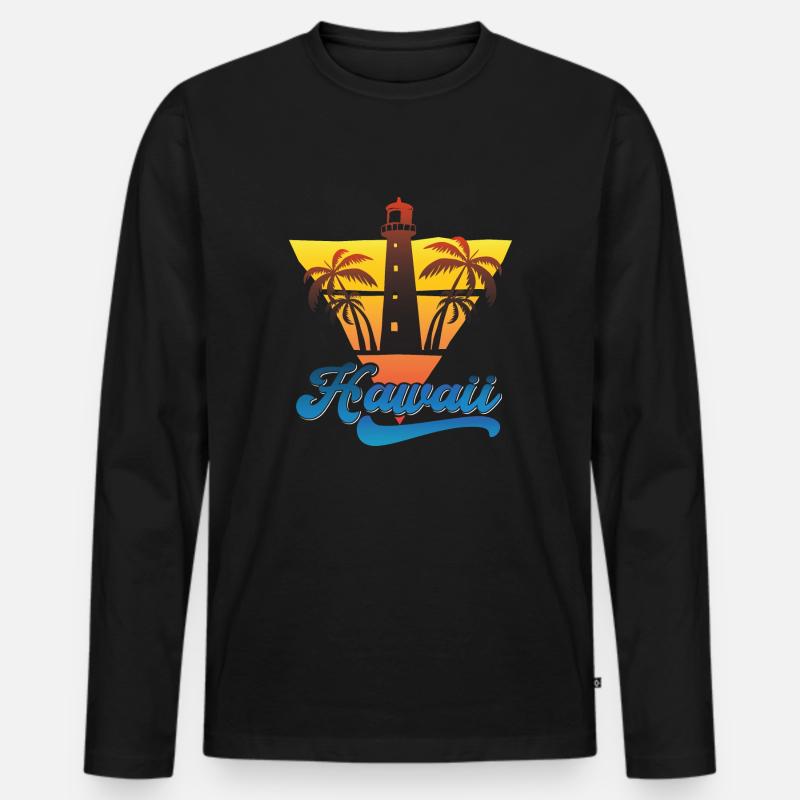 Hawaii Leuchtturm Beach Design - Männer Premium Bio Langarmshirt - Schwarz