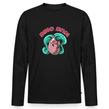 Dino Diva Dinosaur - Men's Premium Organic Long Sleeve Shirt - black - Front - Nico (187cm)