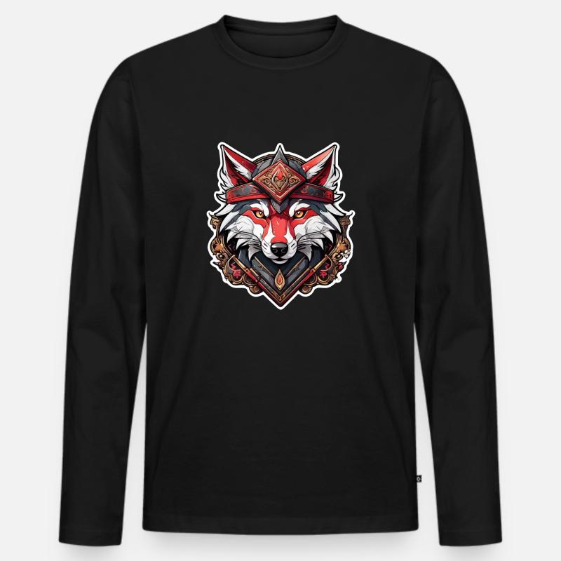 Wolf Tattoo - Männer Premium Bio Langarmshirt - Schwarz