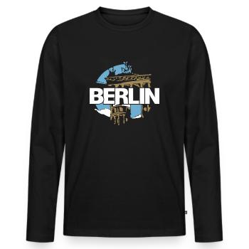 Brandenburg Gate, Berlin, Germany - Men's Premium Organic Long Sleeve Shirt - black - Front - Nico (187cm)