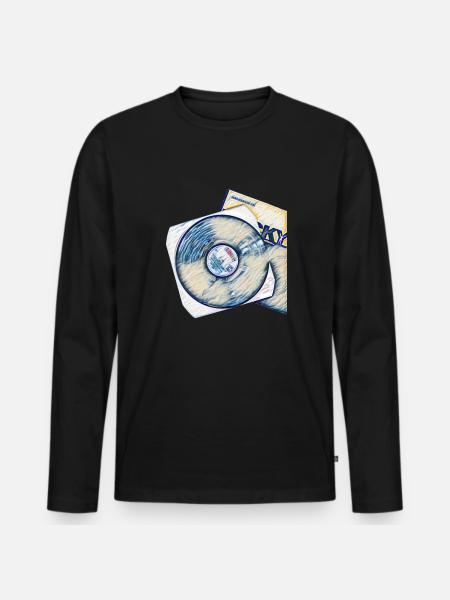 Schallplatte mit Cover - Männer Premium Bio Langarmshirt - Schwarz