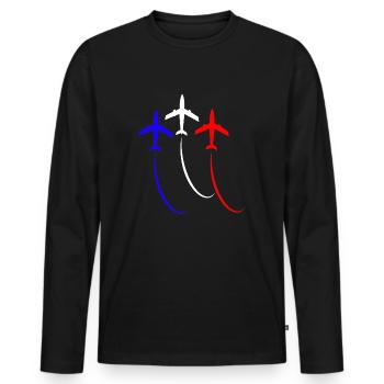 French army blue white red - Men's Premium Organic Long Sleeve Shirt - black - Front - Nico (187cm)