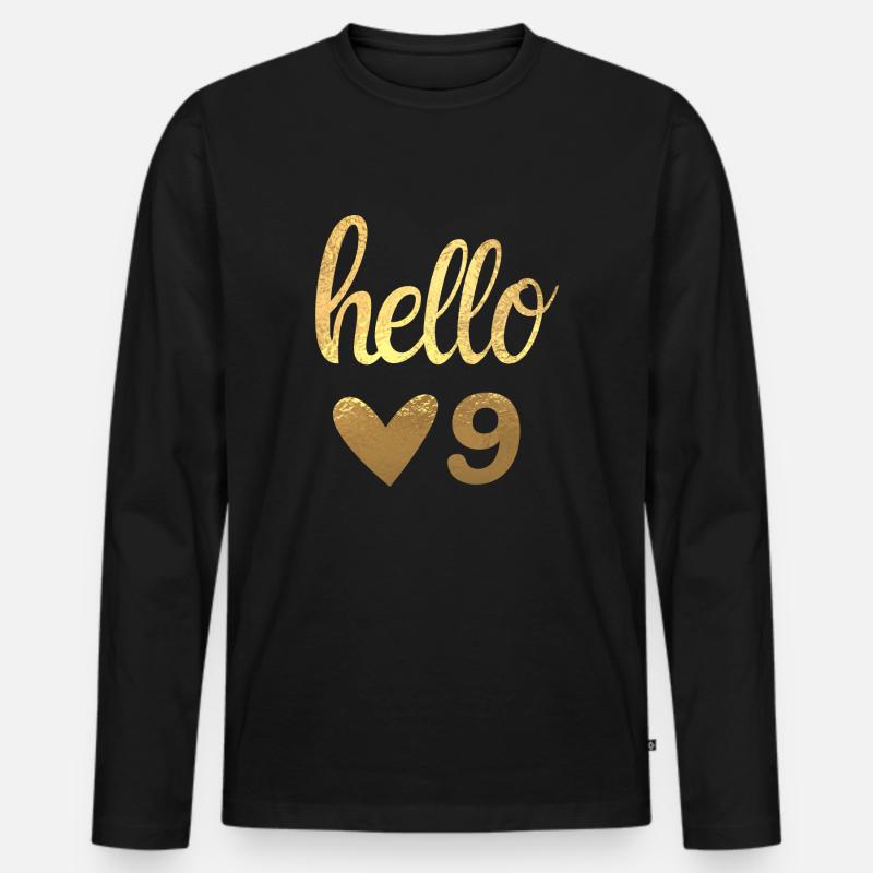 Hallo 9 Gold - Männer Premium Bio Langarmshirt - Schwarz