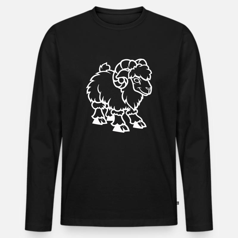 Schaf Steinbock - Männer Premium Bio Langarmshirt - Schwarz
