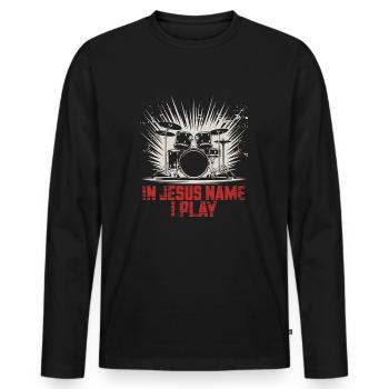 Rhythm for faith - Men's Premium Organic Long Sleeve Shirt - black - Front - Nico (187cm)