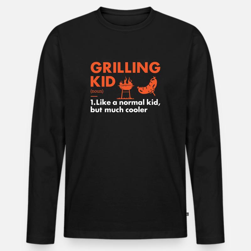 Griller Kid Definition Grilling - Männer Premium Bio Langarmshirt - Schwarz