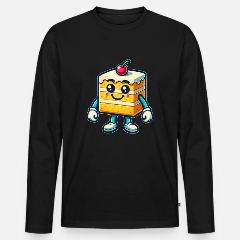 Fröhlicher Kuchen - Männer Premium Bio Langarmshirt - Schwarz
