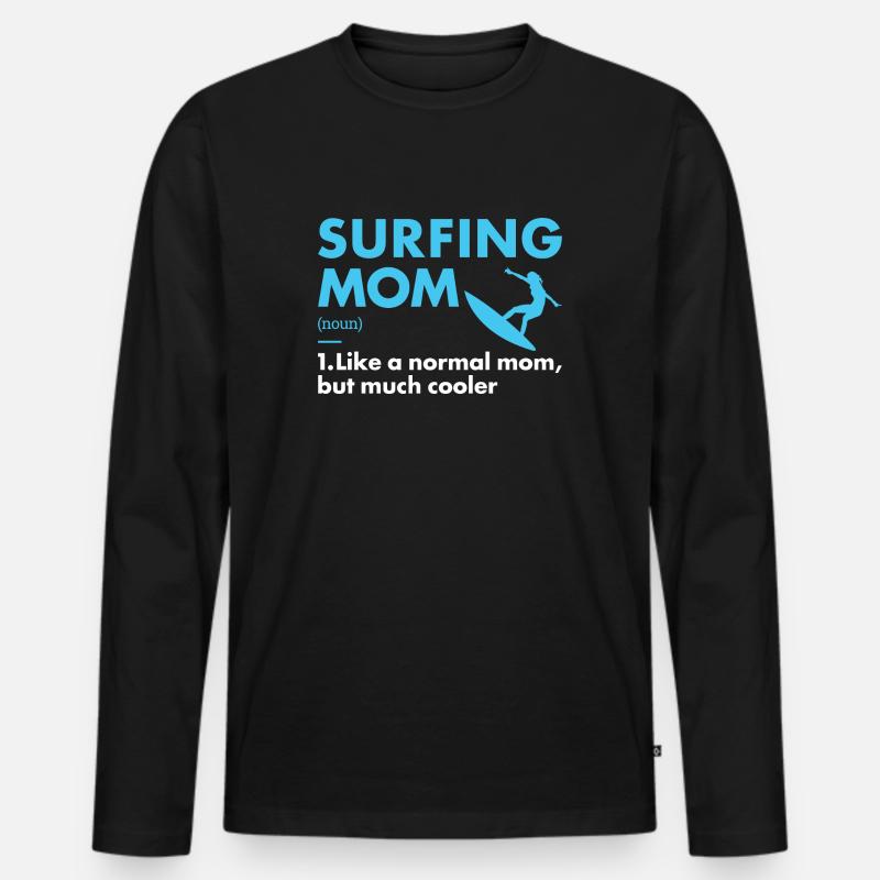 Sport Mom Surfing - Männer Premium Bio Langarmshirt - Schwarz