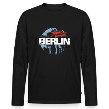 Brandenburg Gate, Berlin, Germany - Men's Premium Organic Long Sleeve Shirt - black - Front - Nico (187cm)
