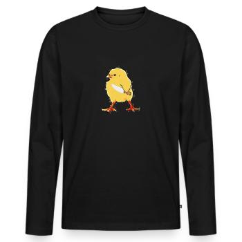Cut You poussin couteau poulet oiseau - T-shirt manches longues Premium bio Homme - noir - Devant - Nico (187cm)